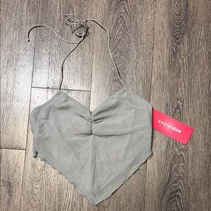 SHEIN Gray Halter Crop Top